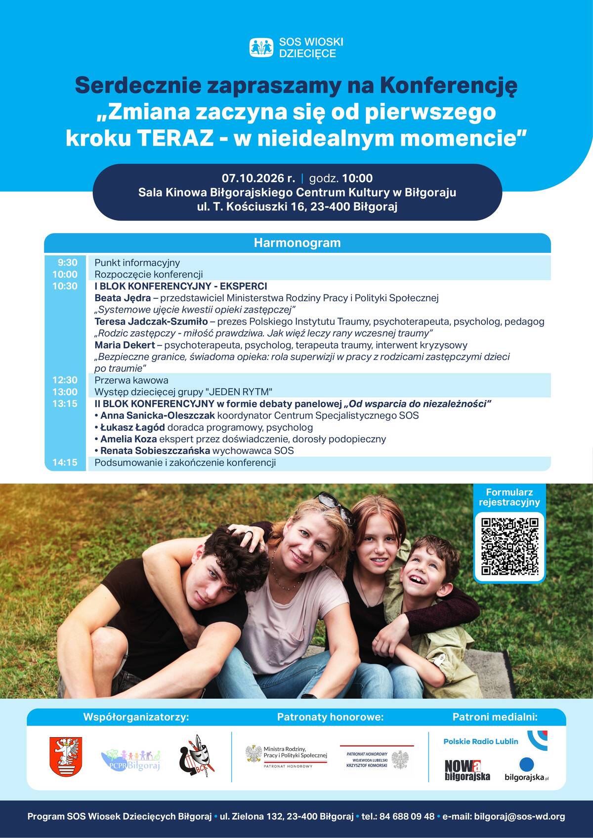 Plakat konferencji „Zmiana zaczyna się od pierwszego kroku TERAZ – w nieidealnym momencie” – Biłgoraj, 7 października 2026