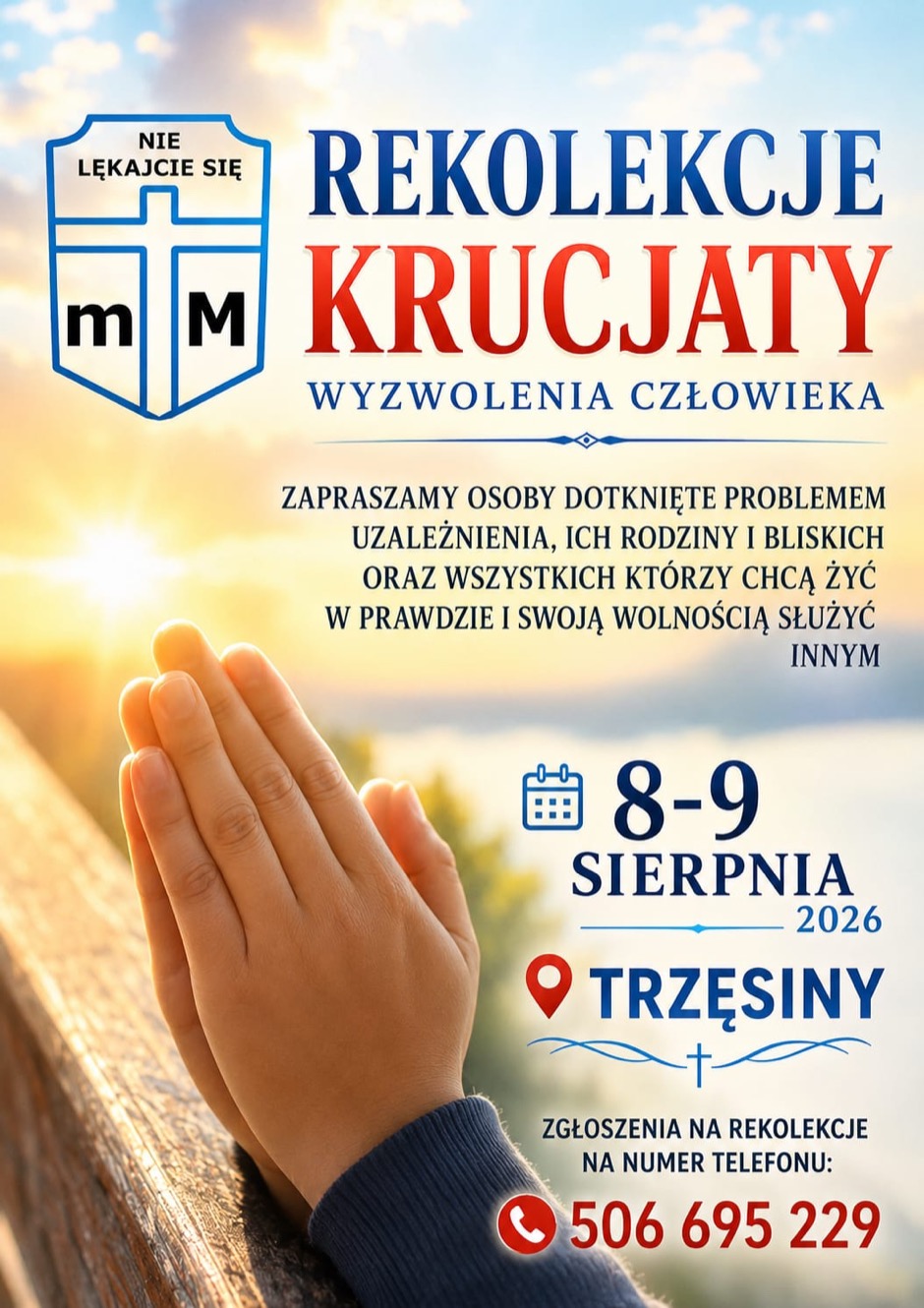 Plakat rekolekcji Krucjaty Wyzwolenia Człowieka — 8-9 sierpnia 2026, Trzęsiny