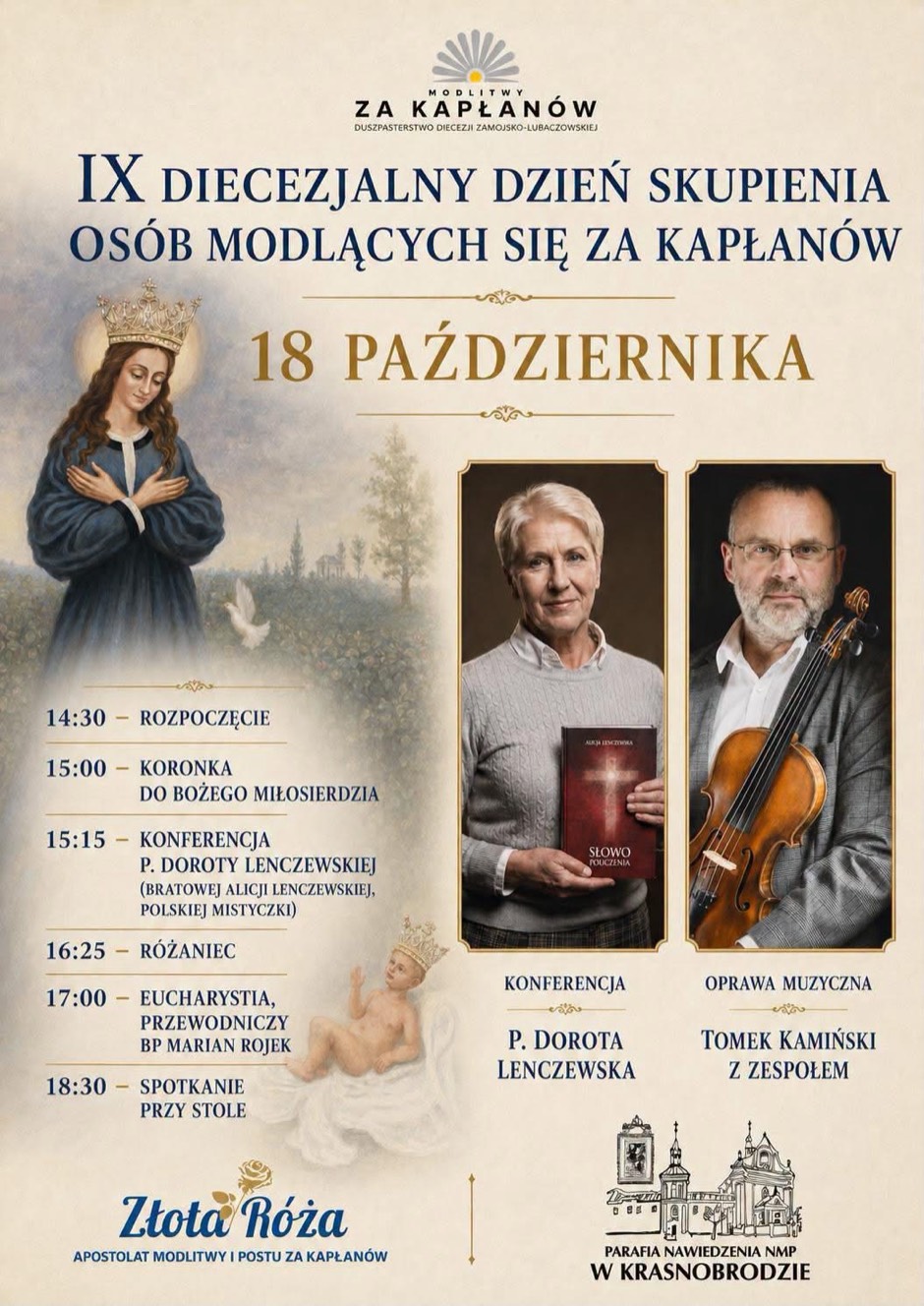 Plakat IX Diecezjalnego Dnia Skupienia osób modlących się za kapłanów